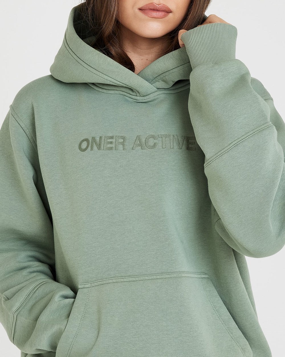 Oner Active Klassische Lounge Oversized Hoodie Sage | 69RZAOSQD