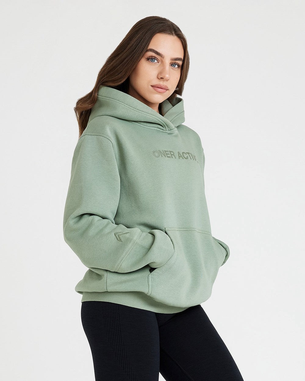 Oner Active Klassische Lounge Oversized Hoodie Sage | 69RZAOSQD