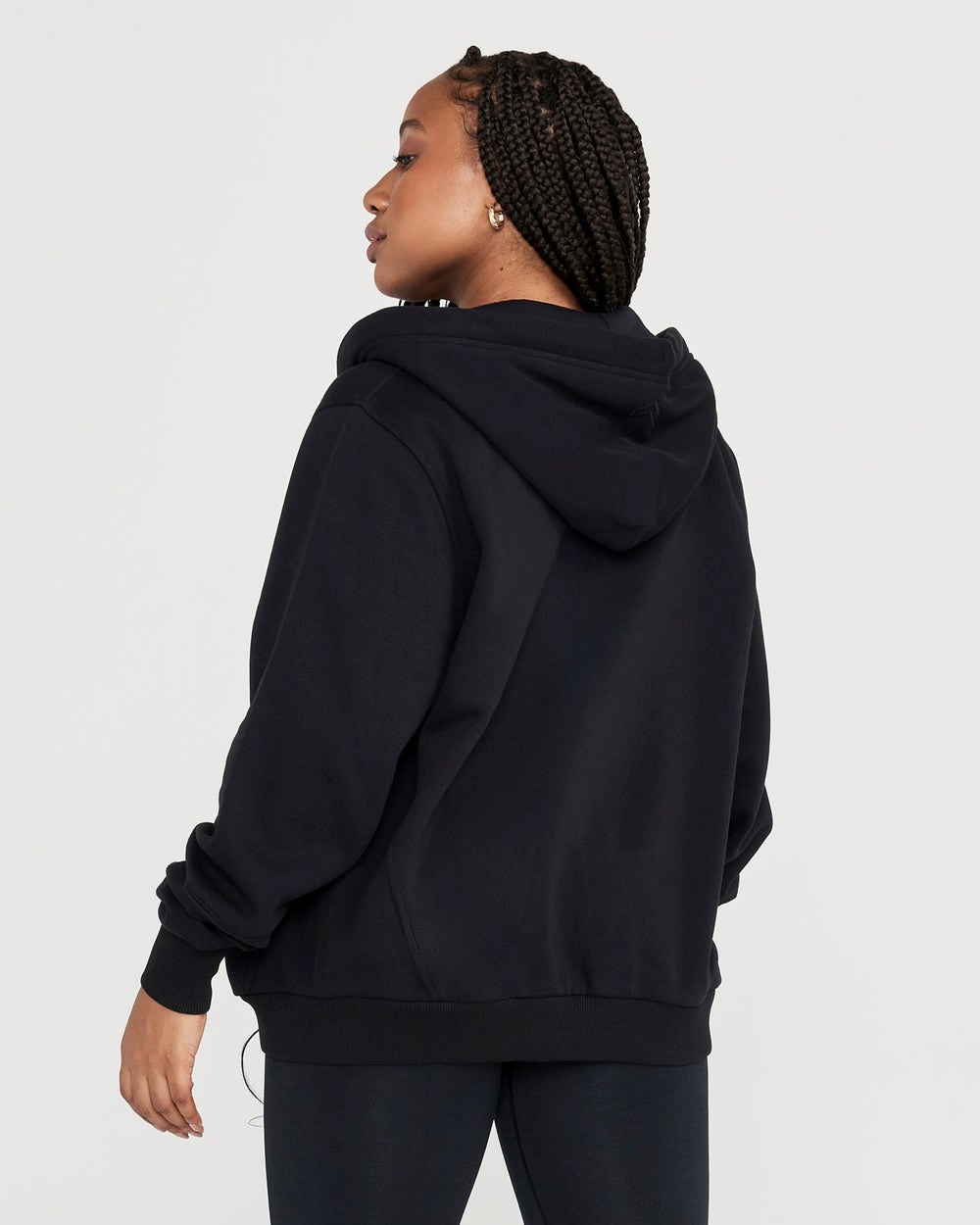 Oner Active Klassische Lounge Oversized Zip Through Hoodie Schwarz | 81DWOZSMC