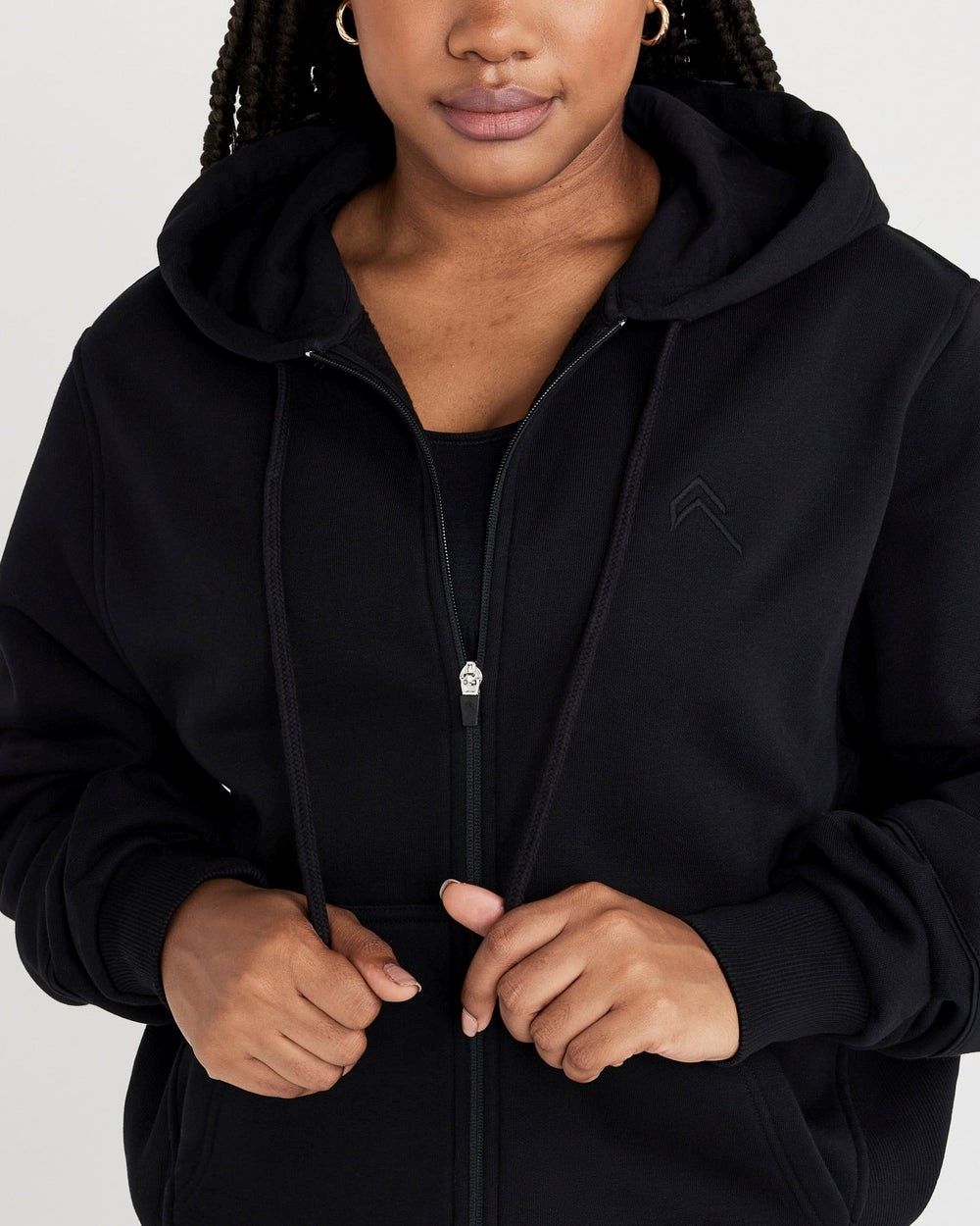 Oner Active Klassische Lounge Oversized Zip Through Hoodie Schwarz | 81DWOZSMC