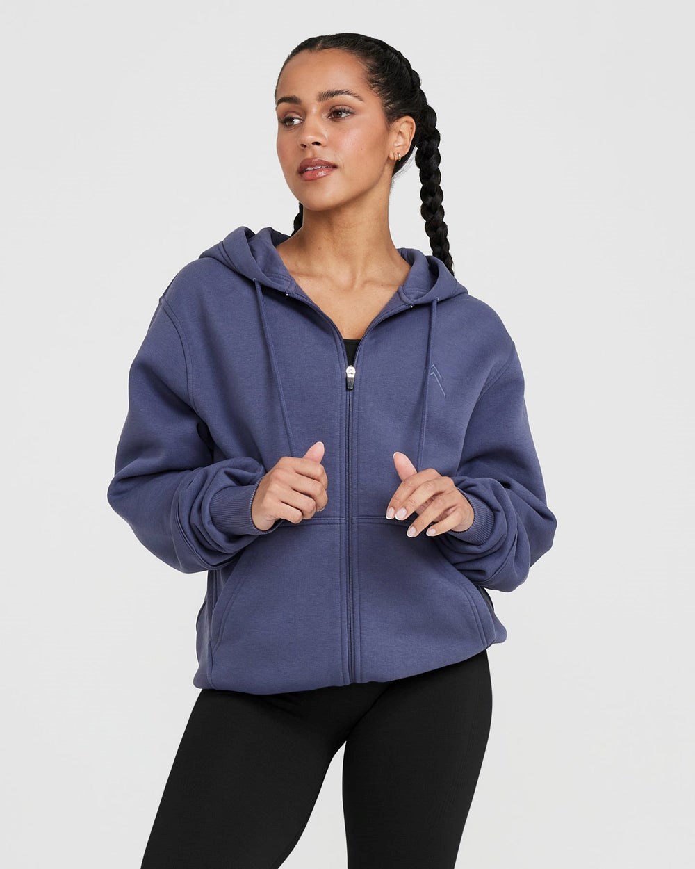 Oner Active Klassische Lounge Oversized Zip Through Hoodie Blau | 82SOMUKVD