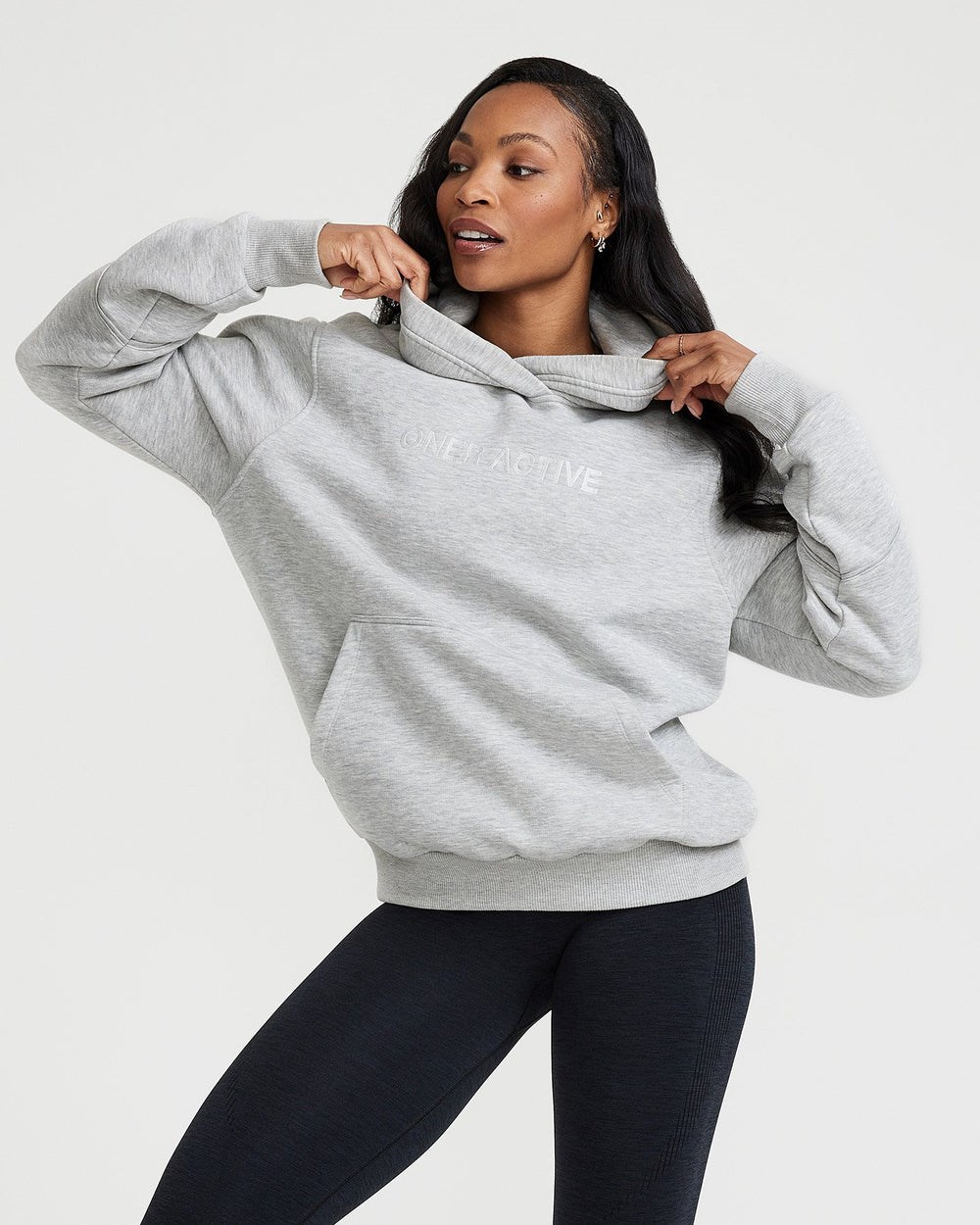 Oner Active Klassische Lounge Oversized Hoodie Silber | 89CVAETMK