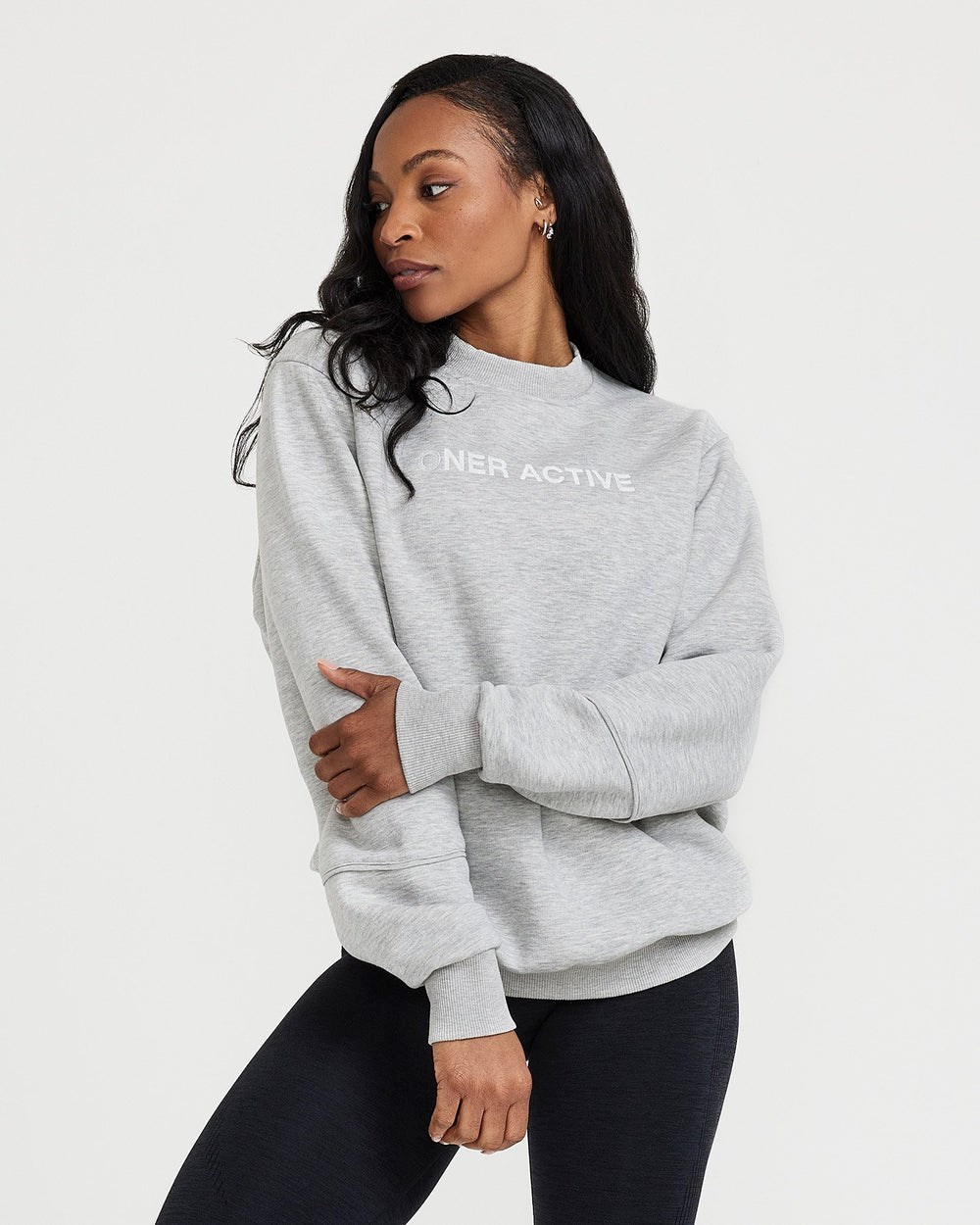 Oner Active Klassische Lounge Oversized Crew Neck Silber | 92QINJBZS