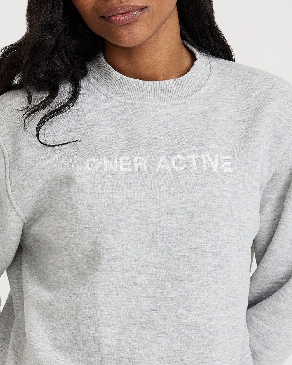 Oner Active Klassische Lounge Oversized Crew Neck Silber | 92QINJBZS