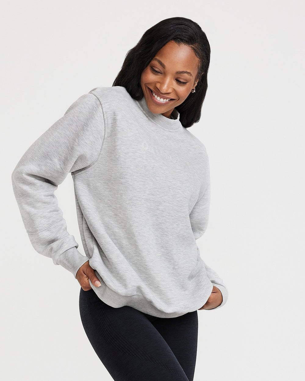 Oner Active Klassische Lounge Oversized Crew Neck Silber | 92QINJBZS