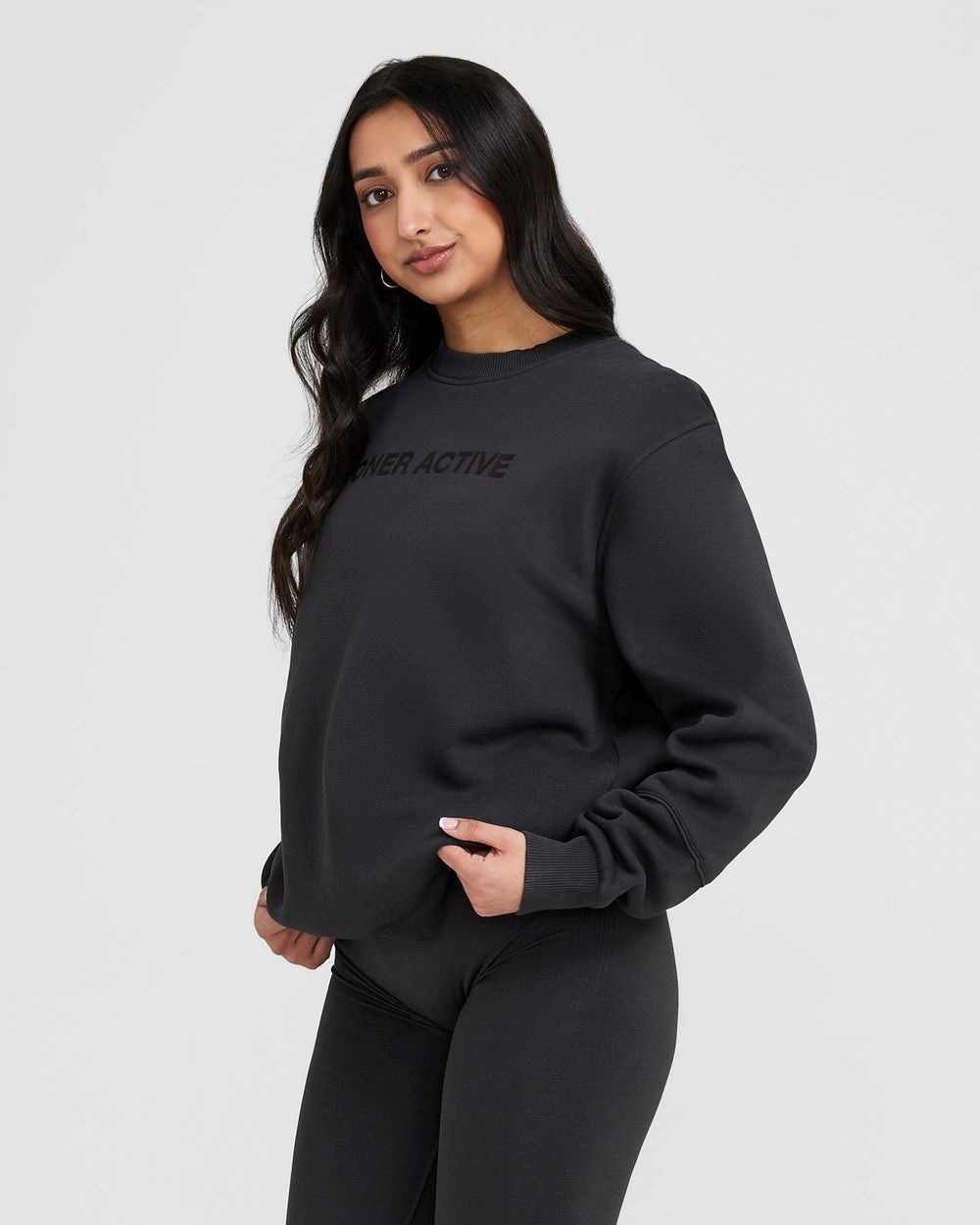 Oner Active Klassische Lounge Oversized Crew Neck Coal | 98CFTYBPZ