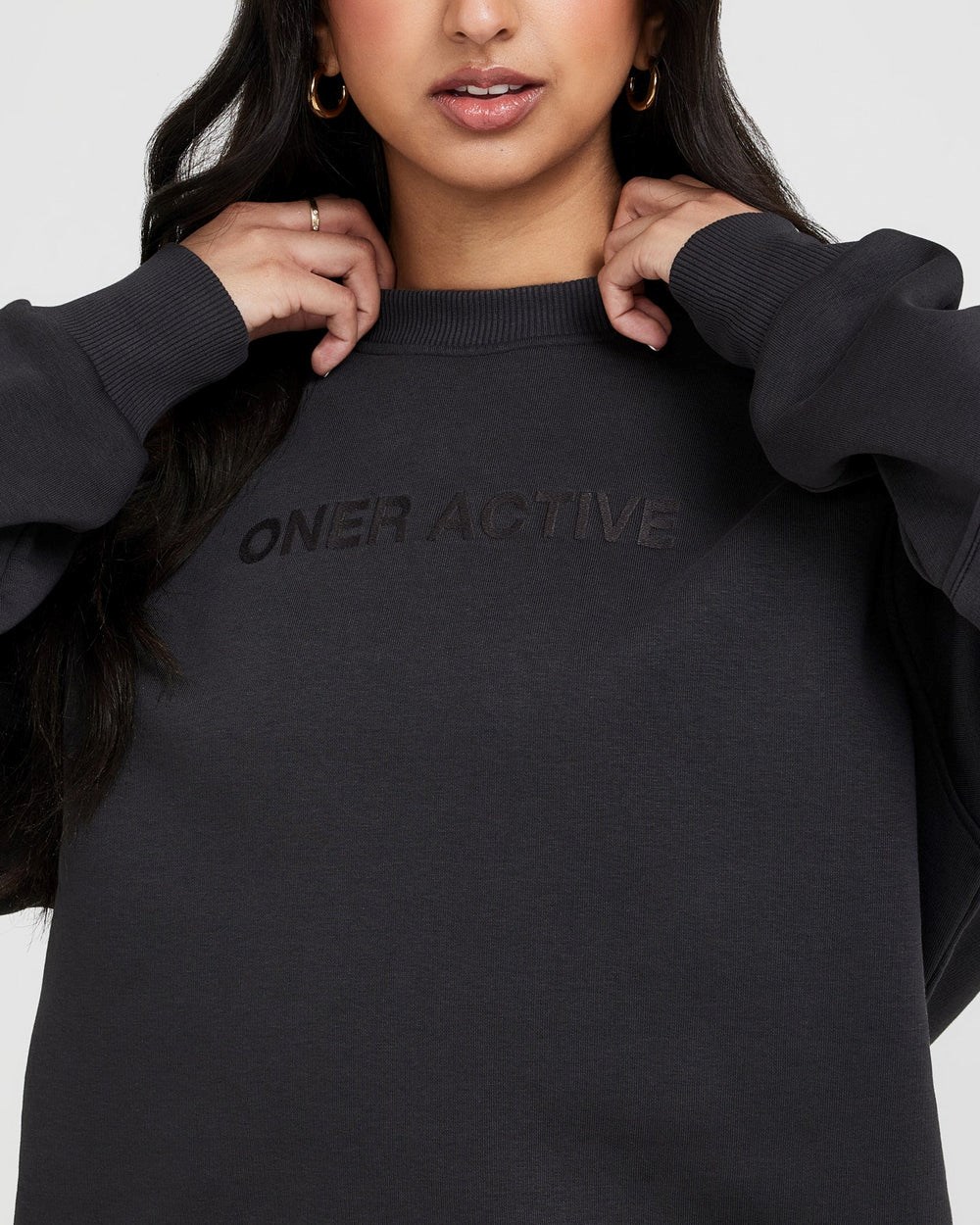 Oner Active Klassische Lounge Oversized Crew Neck Coal | 98CFTYBPZ