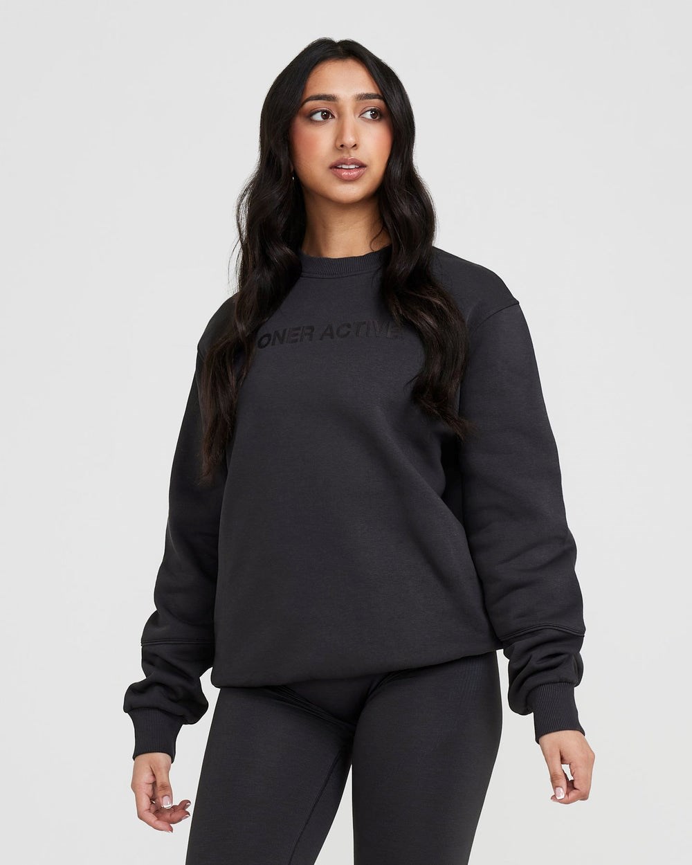 Oner Active Klassische Lounge Oversized Crew Neck Coal | 98CFTYBPZ