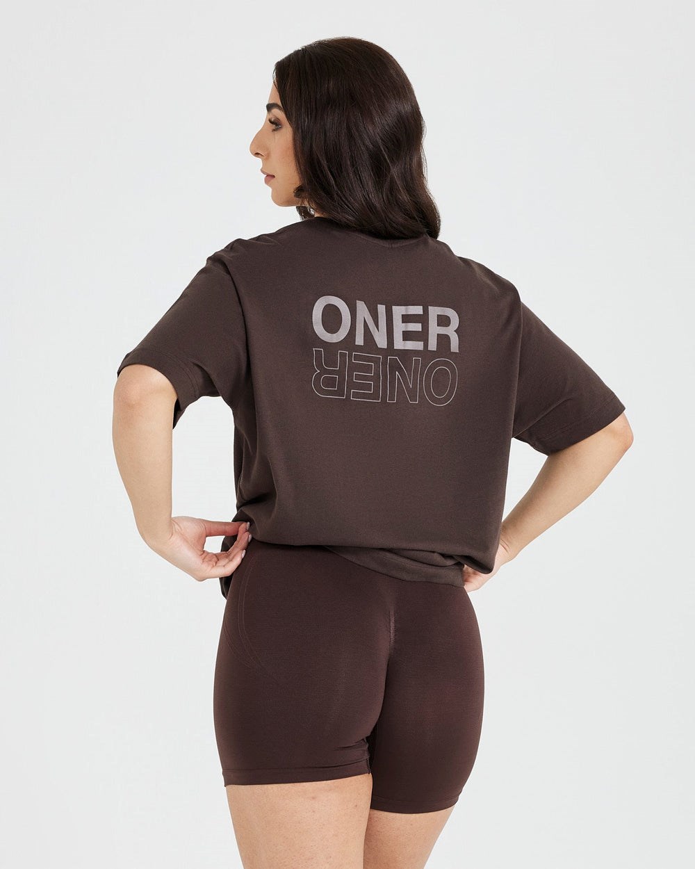 Oner Active Klassische Mirror Graphic Oversized T-Shirt Washed 70% Cocoa | 50TESIWZJ