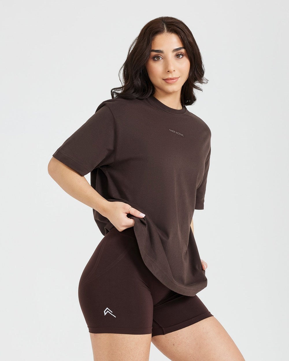 Oner Active Klassische Mirror Graphic Oversized T-Shirt Washed 70% Cocoa | 50TESIWZJ