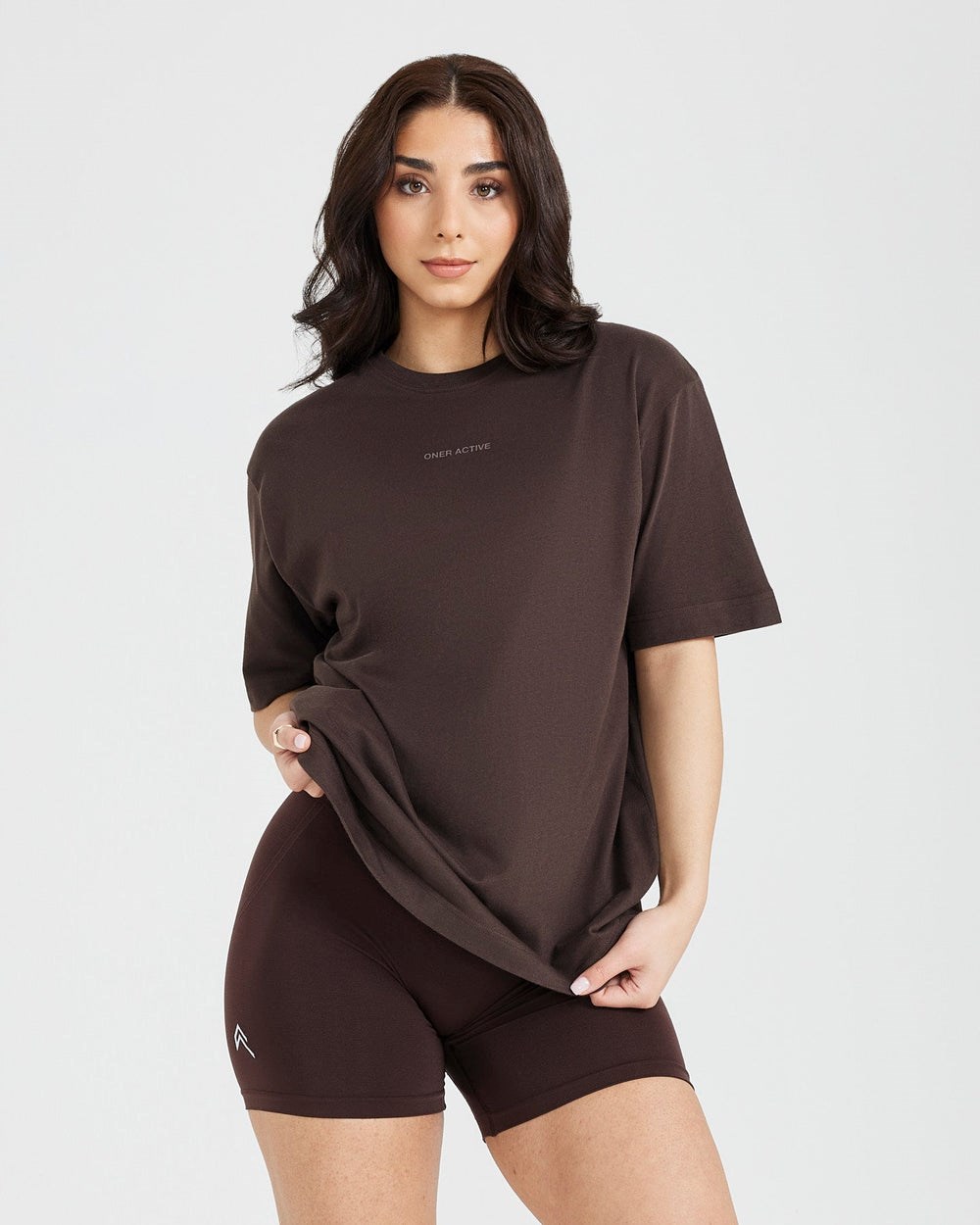 Oner Active Klassische Mirror Graphic Oversized T-Shirt Washed 70% Cocoa | 50TESIWZJ