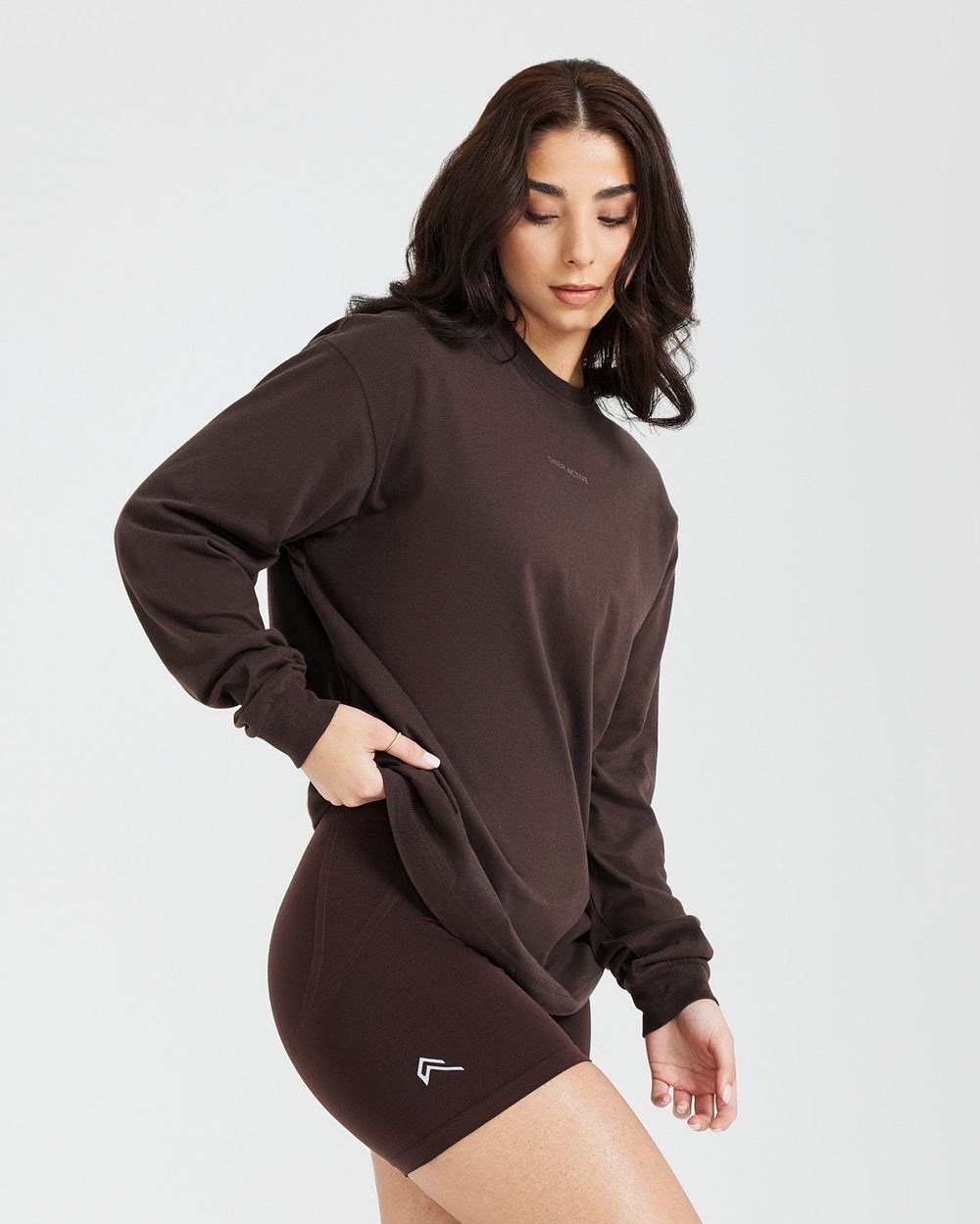 Oner Active Klassische Mirror Graphic Oversized Long Sleeve Top Washed 70% Cocoa | 53ZRGQELX