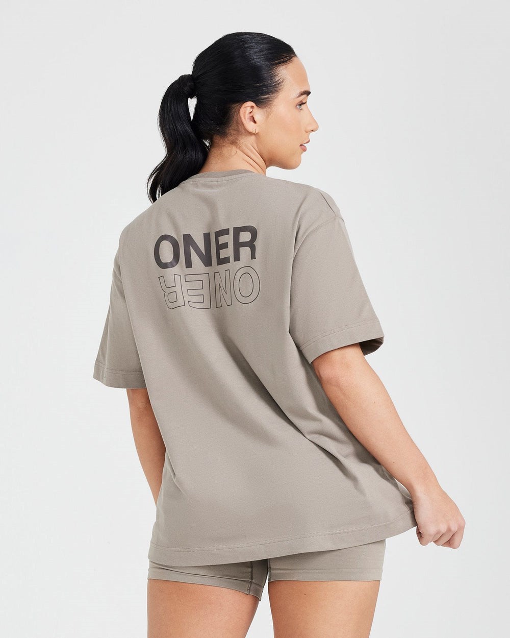 Oner Active Klassische Mirror Graphic Oversized T-Shirt Washed Minky | 57DSBTLPW