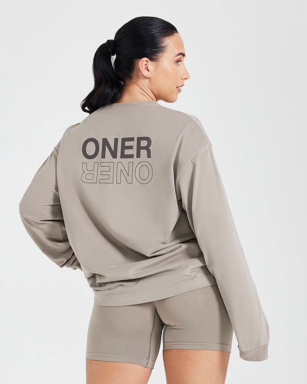 Oner Active Klassische Mirror Graphic Oversized Long Sleeve Top Washed Minky | 65SRDGWVJ