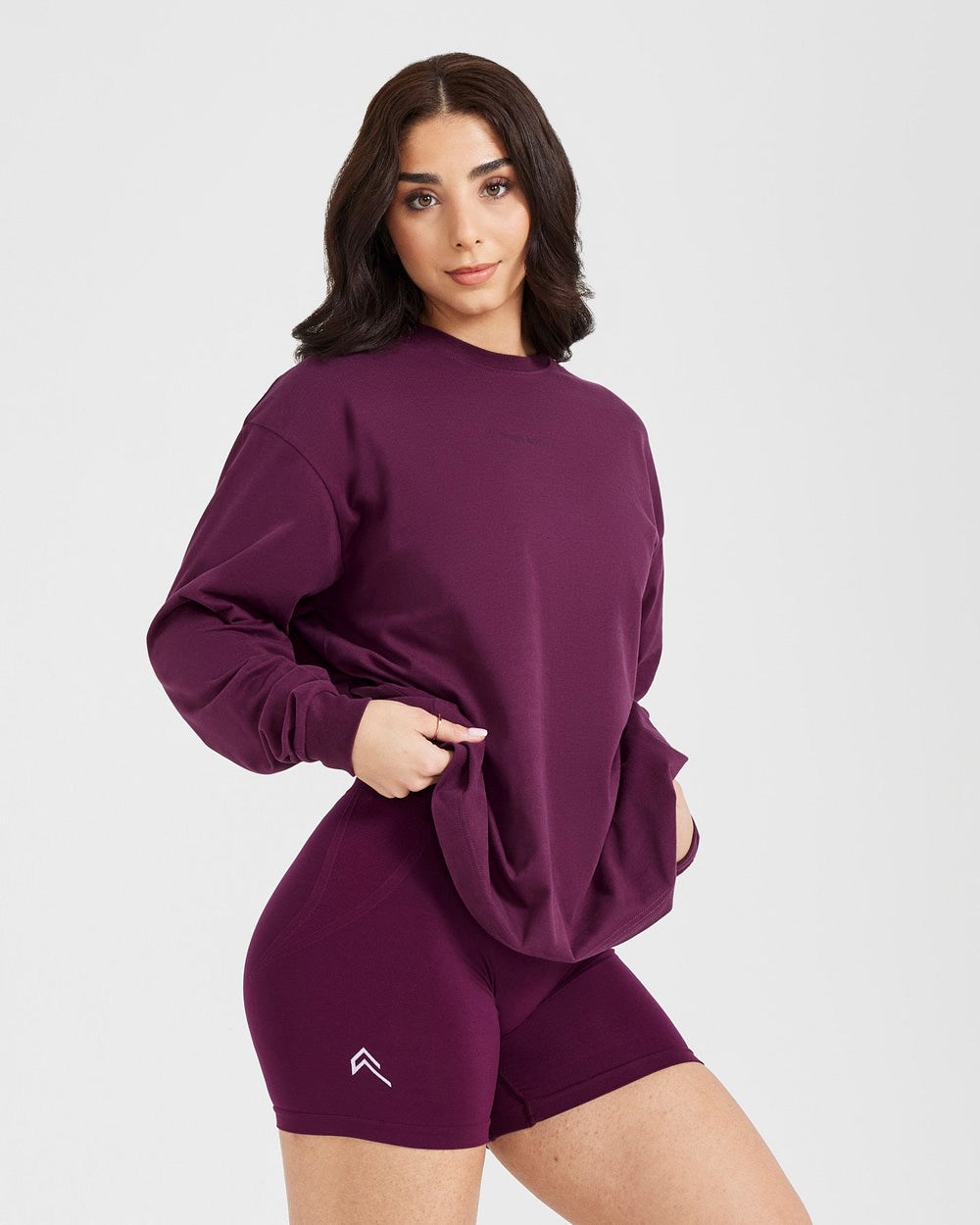 Oner Active Klassische Mirror Graphic Oversized Long Sleeve Top Washed Ripe Fig | 71NRTXQIJ