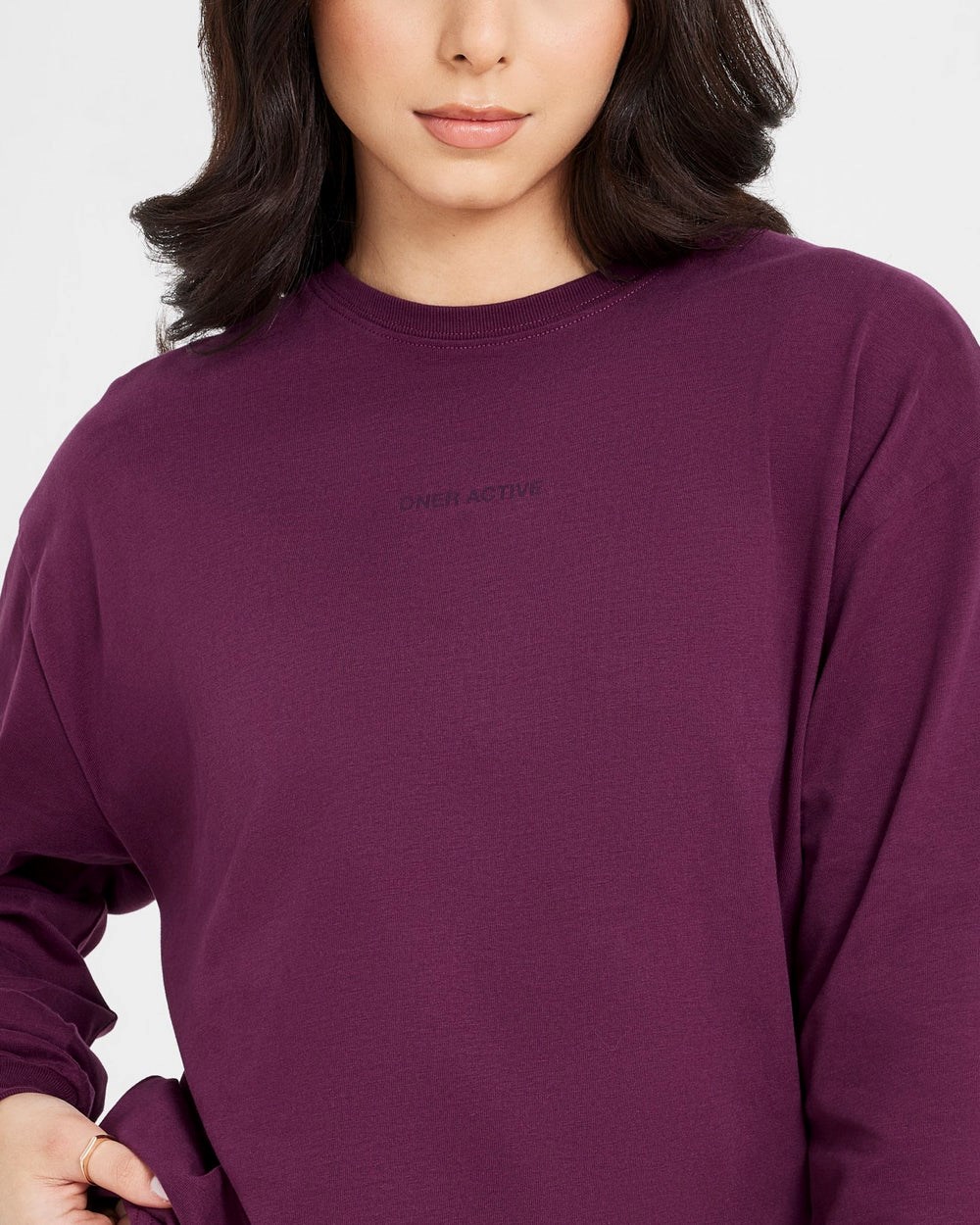 Oner Active Klassische Mirror Graphic Oversized Long Sleeve Top Washed Ripe Fig | 71NRTXQIJ