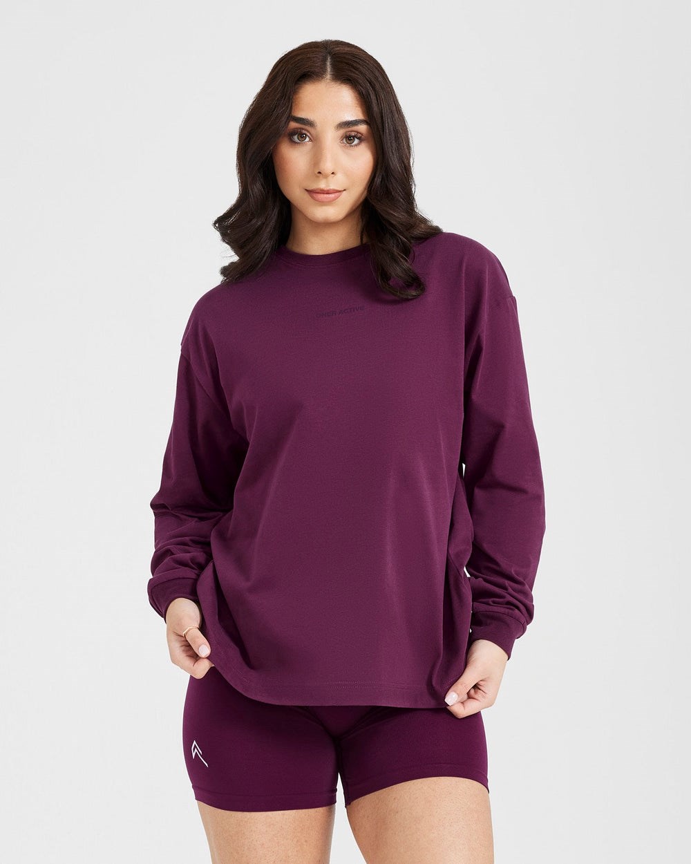 Oner Active Klassische Mirror Graphic Oversized Long Sleeve Top Washed Ripe Fig | 71NRTXQIJ