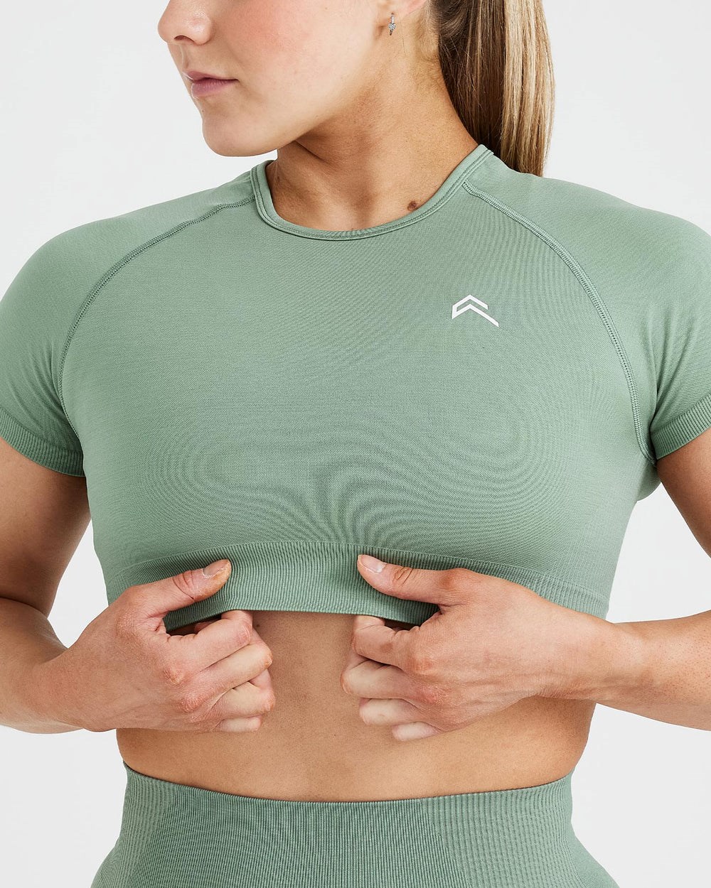 Oner Active Klassische Seamless 2.0 Kurzes Sleeve Crop Top Sage Marl | 23ISLPBKM