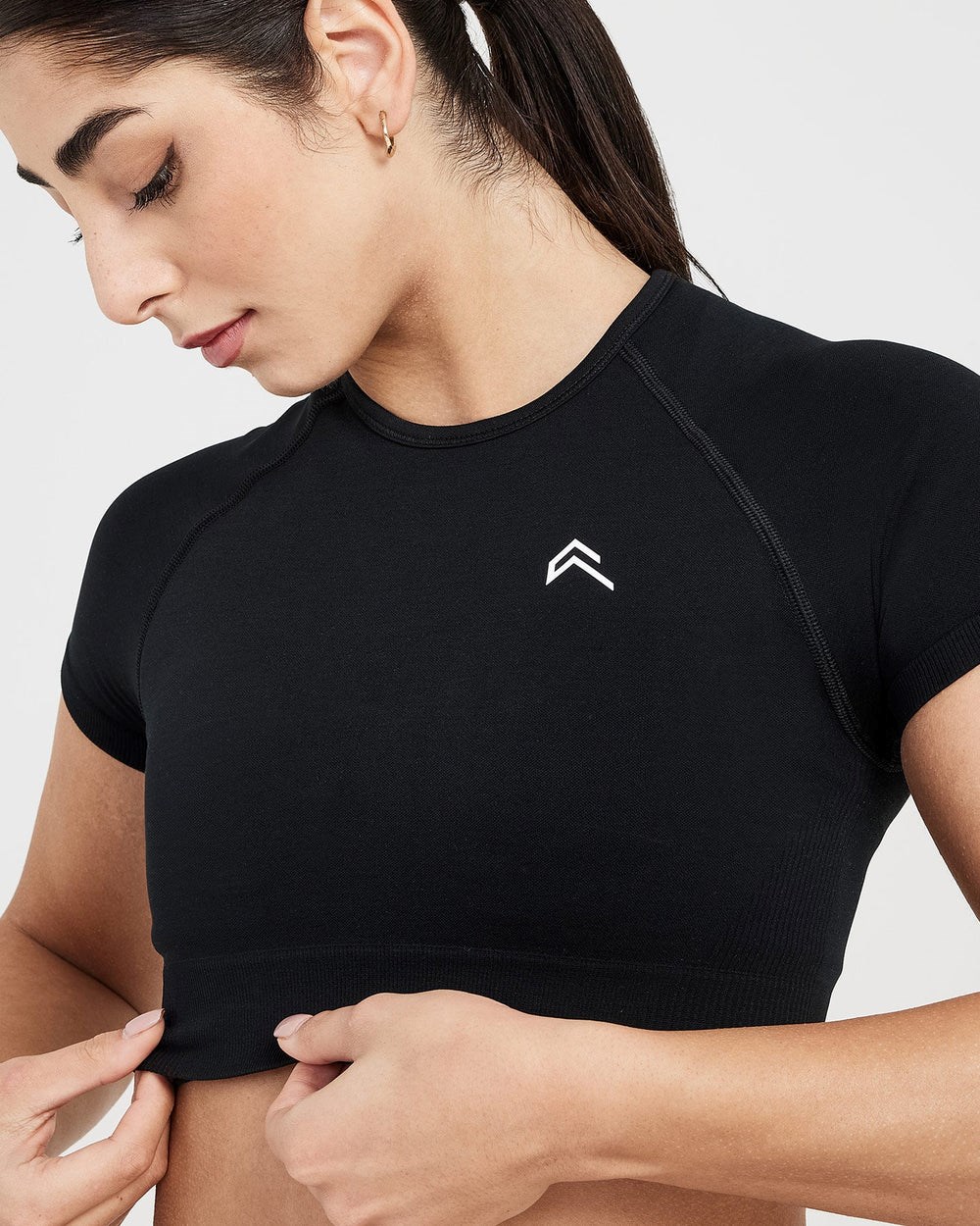 Oner Active Klassische Seamless 2.0 Kurzes Sleeve Crop Top Schwarz | 64SUNFQHX