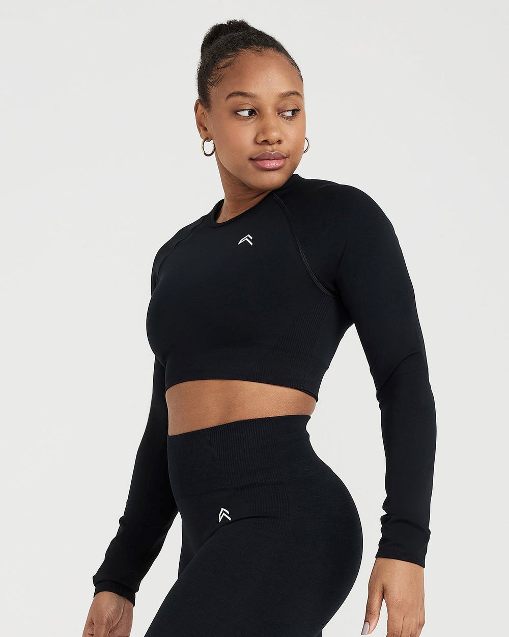 Oner Active Klassische Seamless 2.0 Long Sleeve Crop Top Schwarz | 64JCIPDKE