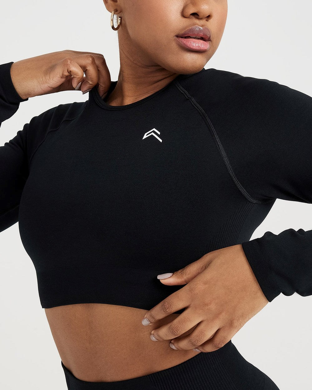 Oner Active Klassische Seamless 2.0 Long Sleeve Crop Top Schwarz | 64JCIPDKE