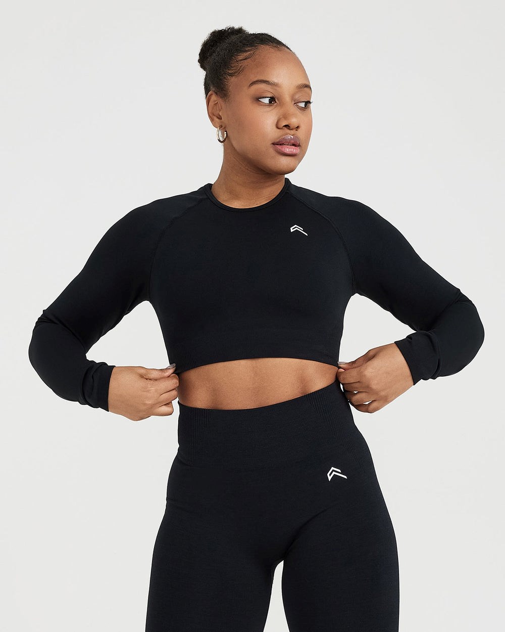 Oner Active Klassische Seamless 2.0 Long Sleeve Crop Top Schwarz | 64JCIPDKE