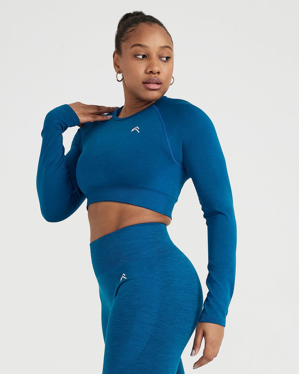 Oner Active Klassische Seamless 2.0 Long Sleeve Crop Top Blau | 89PGJXDQU