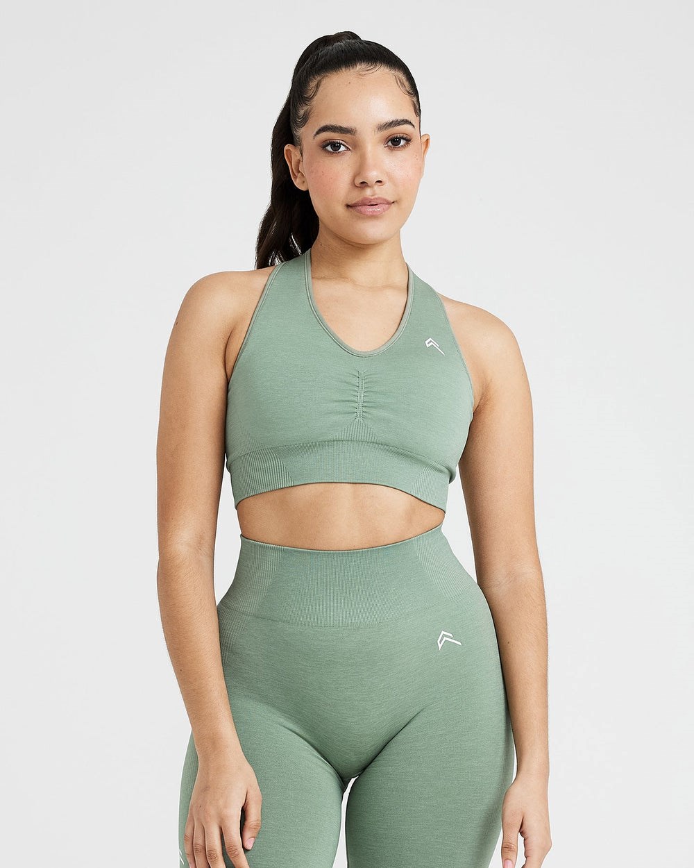 Oner Active Klassische Seamless 2.0 V-Neck Bralette Sage Marl | 26CTJOZNV