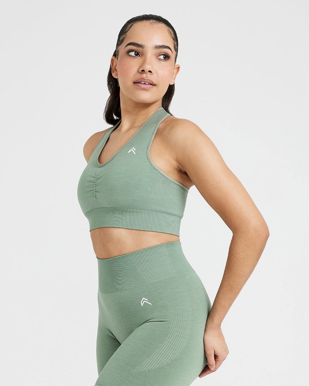 Oner Active Klassische Seamless 2.0 V-Neck Bralette Sage Marl | 26CTJOZNV