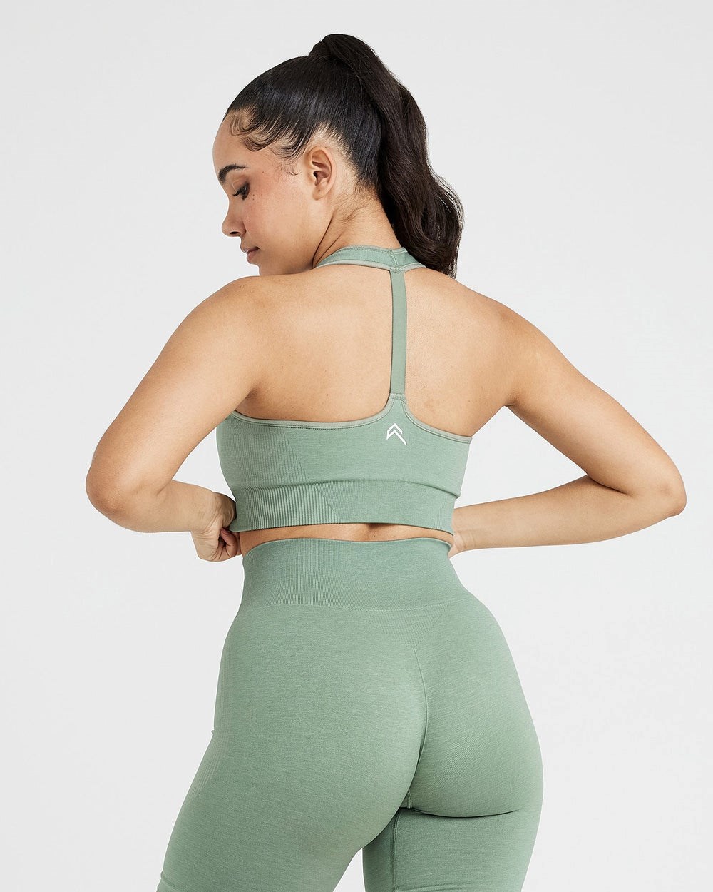 Oner Active Klassische Seamless 2.0 V-Neck Bralette Sage Marl | 26CTJOZNV