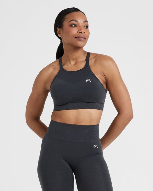 Oner Active Effortless Seamless High Neck Bralette Coal | 91CJIYRZT