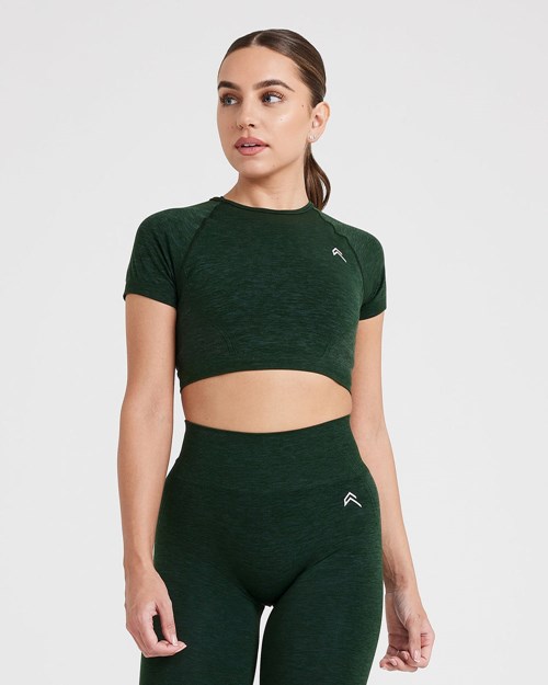 Oner Active Effortless Seamless Kurzes Sleeve Crop Top Evergreen | 32FRBGOIA