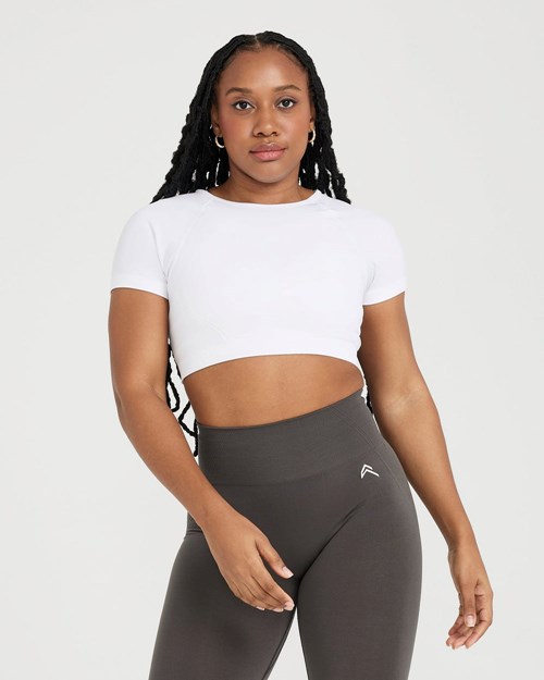 Oner Active Effortless Seamless Kurzes Sleeve Crop Top Weiß | 42VWTDYHX