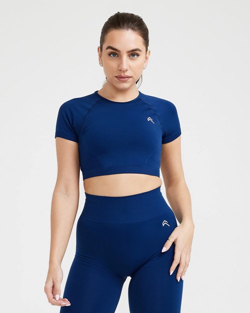 Oner Active Effortless Seamless Kurzes Sleeve Crop Top Midnight | 96YVBDLUJ