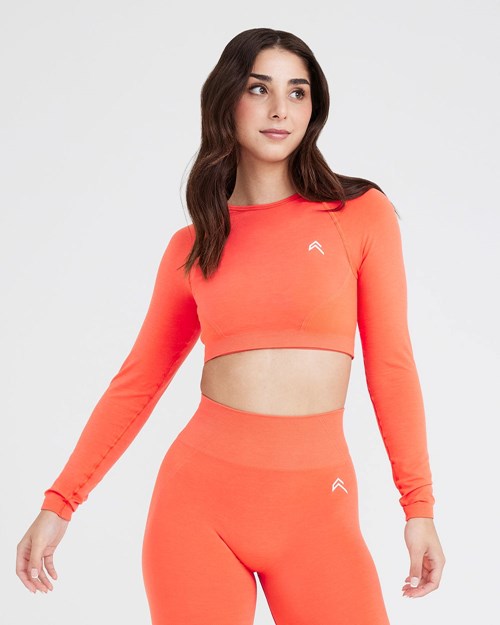 Oner Active Effortless Seamless Long Sleeve Crop Top Peach Blossom | 74CWZMHOK