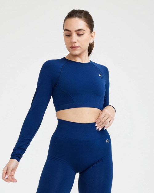 Oner Active Effortless Seamless Long Sleeve Crop Top Midnight | 93PHSRYCE