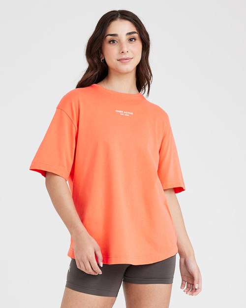 Oner Active Graphic Oversized Kurzes Sleeve Tee Washed Peach Blossom | 58CWYXZFE