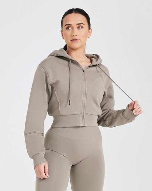 Oner Active Klassische Lounge Cropped Zip Through Hoodie Minky | 01SGAETWU