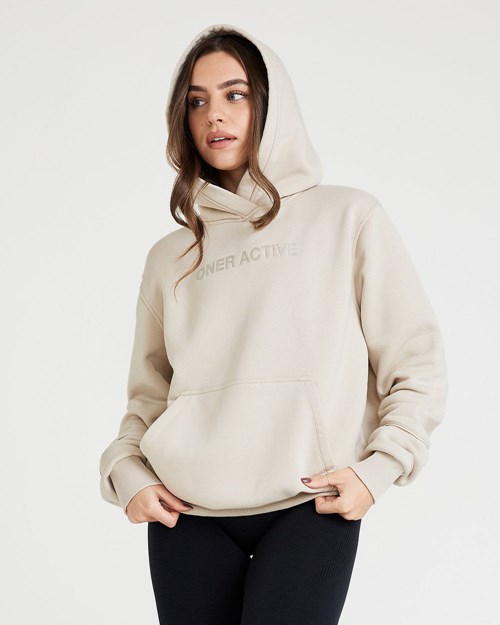 Oner Active Klassische Lounge Oversized Hoodie Sand | 09TBQXGSW