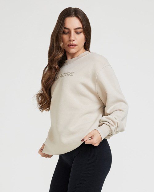 Oner Active Klassische Lounge Oversized Crew Neck Sand | 15XKCESPJ