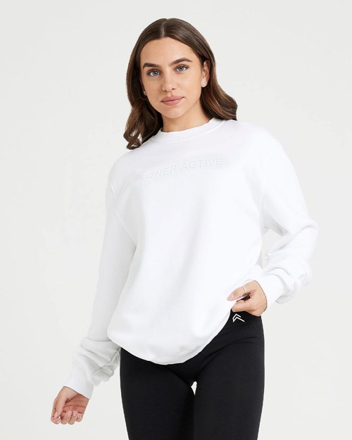 Oner Active Klassische Lounge Oversized Crew Neck Weiß | 61SYWLIZJ