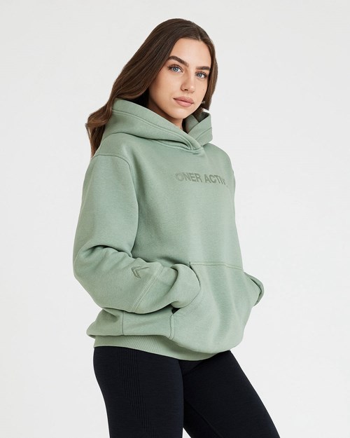 Oner Active Klassische Lounge Oversized Hoodie Sage | 69RZAOSQD