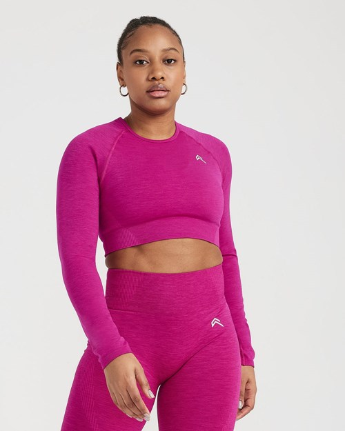 Oner Active Klassische Seamless 2.0 Long Sleeve Crop Top Fuchsie | 63PUMBAOD