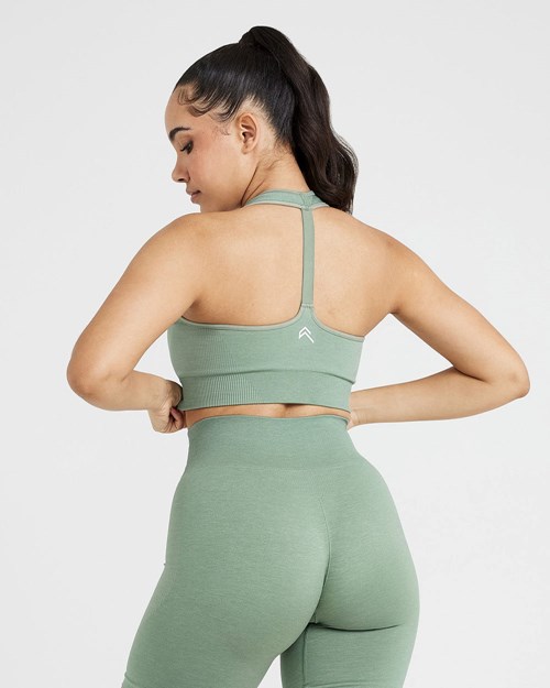 Oner Active Klassische Seamless 2.0 V-Neck Bralette Sage Marl | 26CTJOZNV