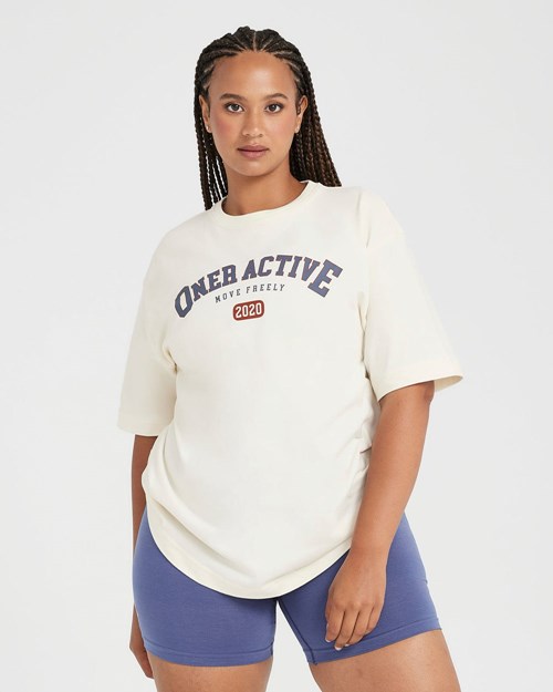 Oner Active Oversized Kurzes Sleeve Club Tee Weiß | 87JTXDUSQ