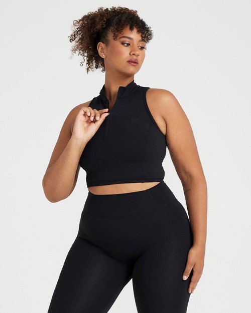 Oner Active Timeless Half Zip Crop Tank Schwarz | 91YNTZGEI